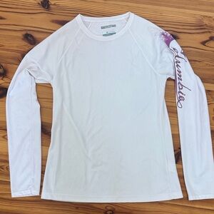 Columbia Women's White and Purple Long Sleeve Tee